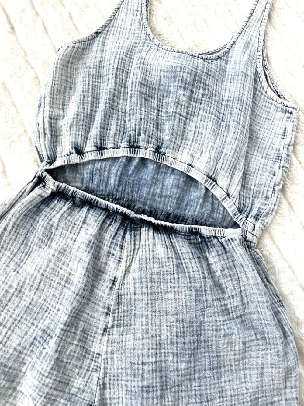NWT Kids GAP Crinkle Gauze Denim Romper (Blue) XXL 14/16